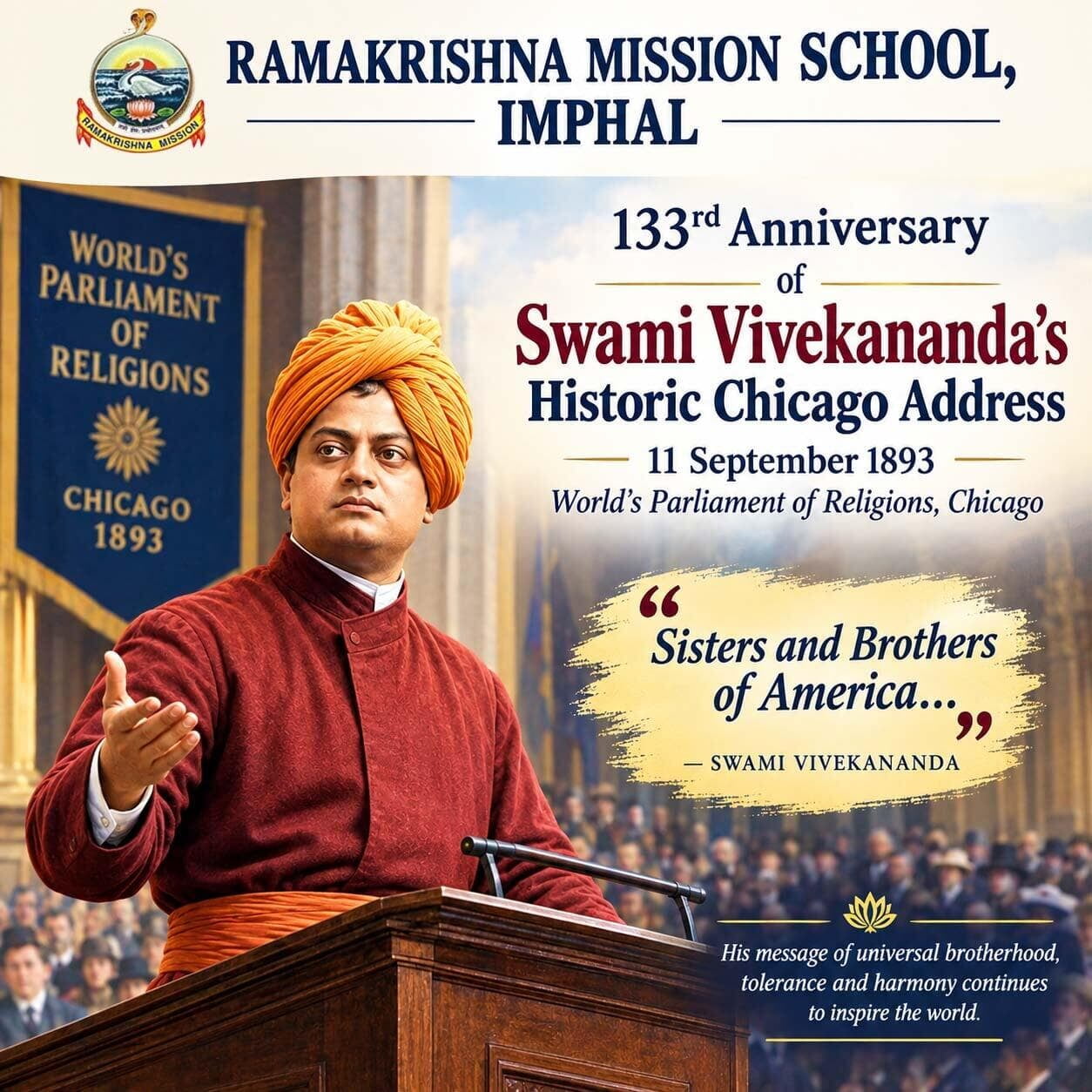 133rd Anniversary of Vivekananda's Chicago Address